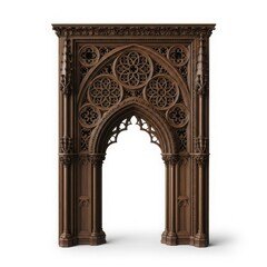 Fototapeta premium Intricate gothic wooden archway with elaborate carvings and designs