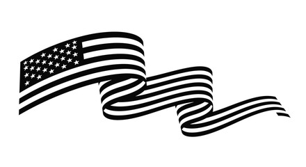 Waving american flag illustration in black and white flowing design © Tm Studio
