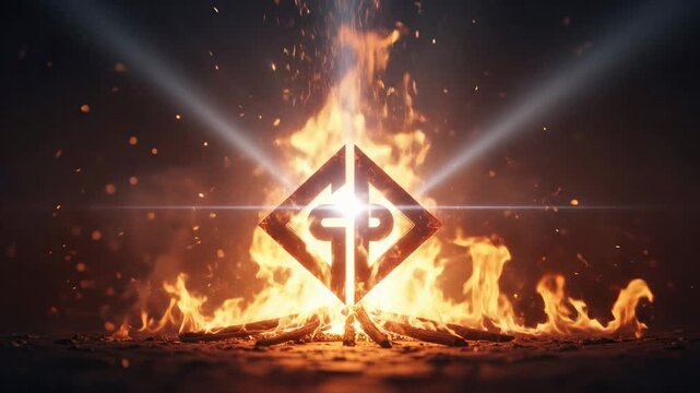Fiery Emblem Logo Reveal with Sparks and Beams of Light