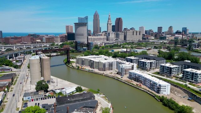 Sunny day on the river in Cleveland, OH