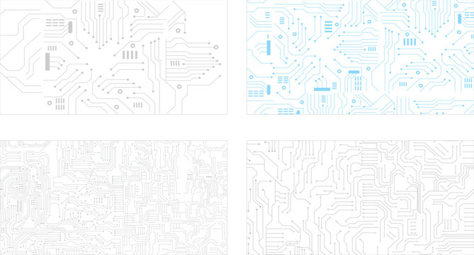 Editable stroke. Minimalistic vector circuit board design.