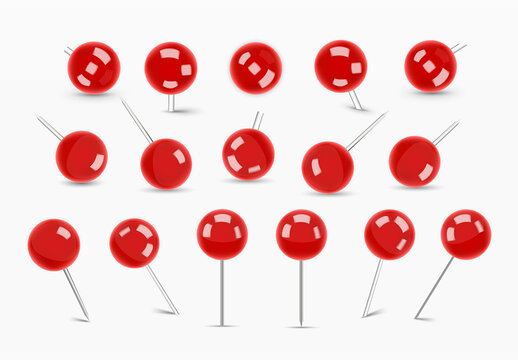 Map Pin Icons Set, Location Marker Vector Clipart & Navigation Symbols in Red