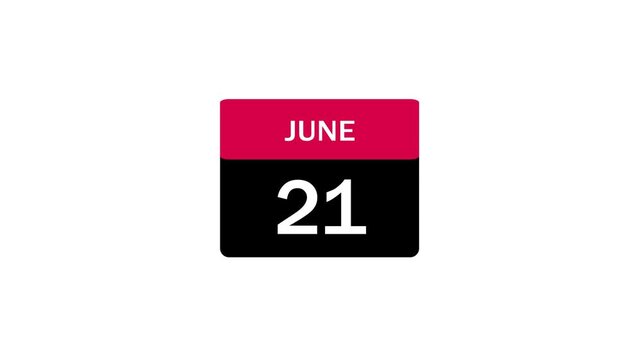 Minimalist Calendar Icon Highlighting June 21st Date for Summer Solstice and Event Planning Themes