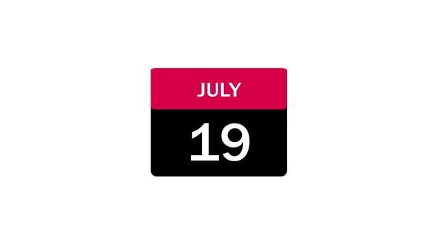 July 19 Calendar Icon Design for Event Planning and Scheduling Applications - Minimalist Pink and Black Date Graphic
