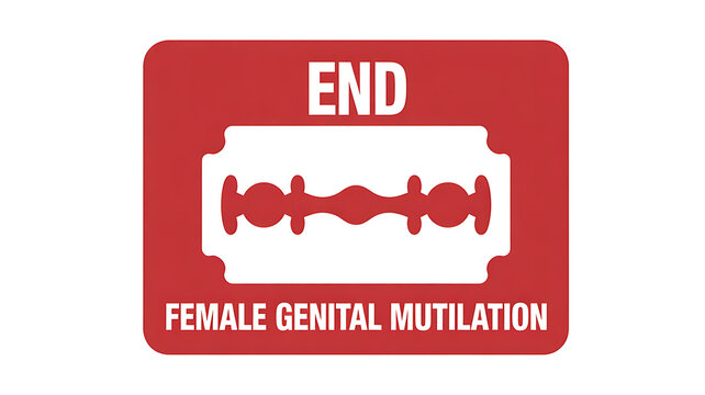 "End Female Genital Mutilation Awareness Campaign with Symbolic Razor Blade"