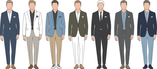 Trendy Professional Men Vector Set  Formal and Smart Casual Outfits © MSTZOWRON