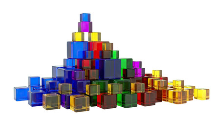 Obraz premium Translucent Cubes Stacked in a Pyramid Shape