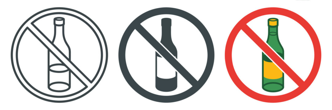 No Alcohol Icon, Editable Vector Graphics Featuring Drink Prohibition, Alcohol Restriction Symbol