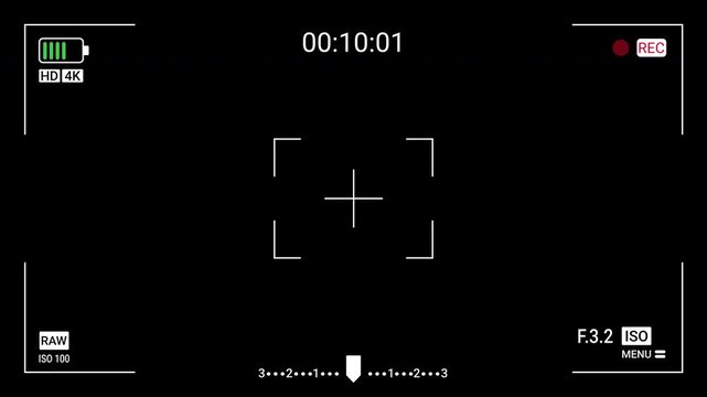 Recording camera overlay screen interface with timer on alpha channel, Video camera recorder screen overlay on a transparent background