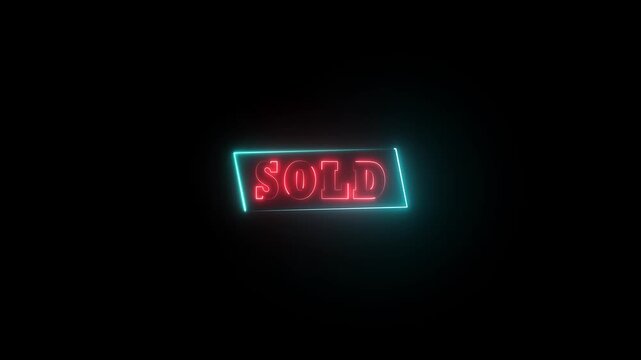 Sold neon animated text sold neon looping alpha 4k