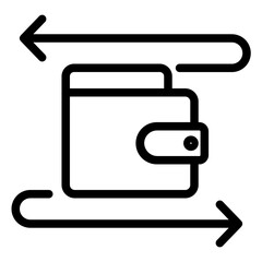 Wallet icon. An icon representing a wallet or financial transaction. This icon is commonly used to represent payment, money transfer, or digital wallet management functions in various applications.