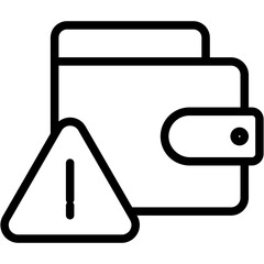 Wallet icon. the wallet line icon is often associated with financial warnings.
