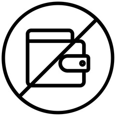 Wallet icon. an icon that indicates a prohibition on carrying a wallet or indicates that the transaction is being carried out without cash (cashless).