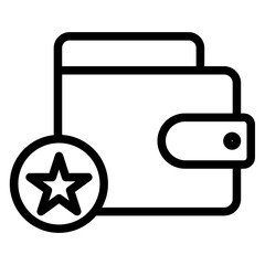 Wallet icon. leather wallet vector icon with stars.