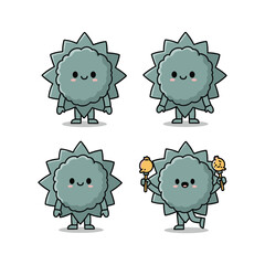 Cartoon sun characters with different emotions and actions in a set