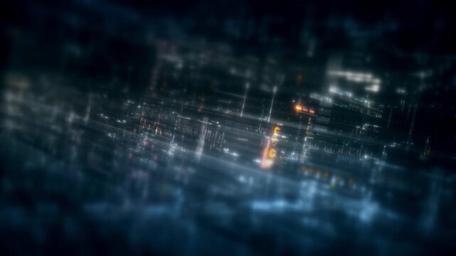 Futuristic digital data network with glowing cyber interface grids and dynamic light streams representing artificial intelligence, cybersecurity, fintech systems, blockchain infrastructure, and cloud 