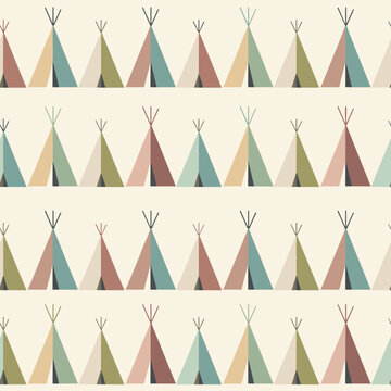Colorful Row of Diverse Teepee Tents Pattern