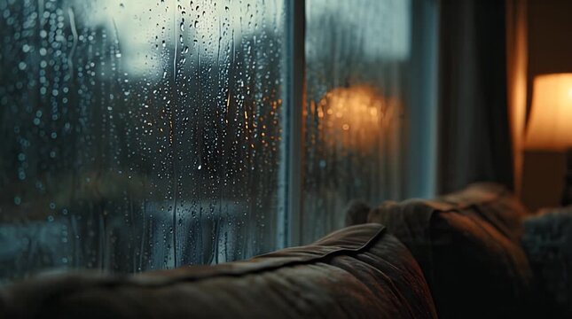 Rainy Day View from Cozy Living Room.