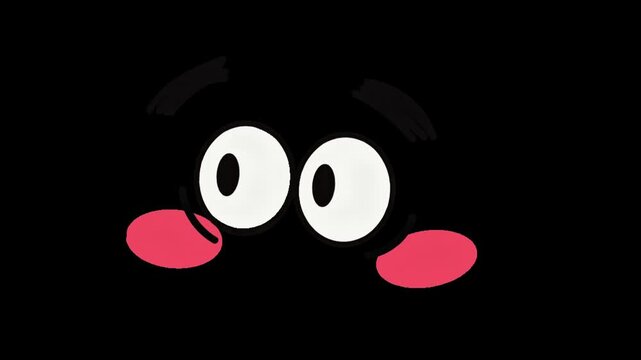Surprised Cartoon Eyes and Cheeks on Black Background