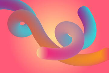 Obraz premium Abstract 3d fluid shapes with vibrant gradient colors flowing dynamically against a soft color gradient background