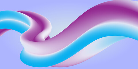 Fluid abstract wave shape in vibrant purple and blue colors flowing against a soft gradient...
