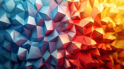 Obraz premium Geometric crystal background with cool blue and warm orange colors