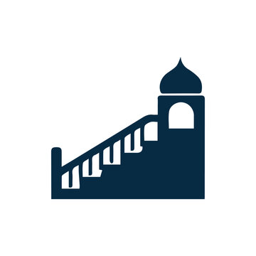 Minimalist Mosque Minbar Icon With Stairs And Dome For Islamic Design