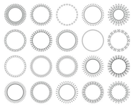 Big tribal circular geometric ornament frame set collection seamless tattoo