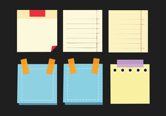 Sticky Notes Collection. Paper Notes. Flat Design. Isolated Elements.