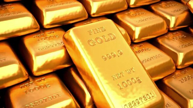 Pile of Fine Gold Bars Ingots Investment Wealth Security
