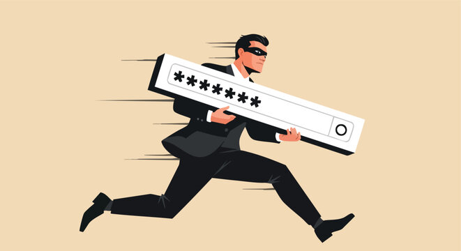 Hacker Stealing Password. Cyber Security Concept.