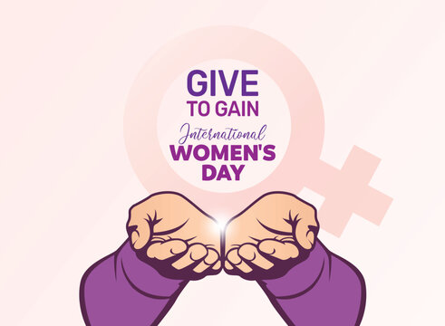 International women's day concept vector illustration. 2026 women's day campaign theme - #GiveToGain