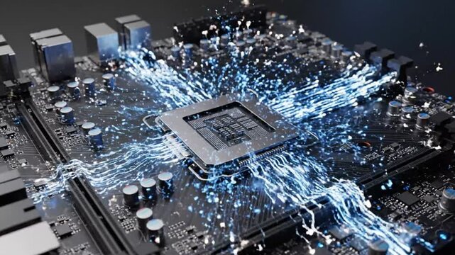 3D Render of a CPU Processor Overclocking or Processing Data Visual Effect Concept