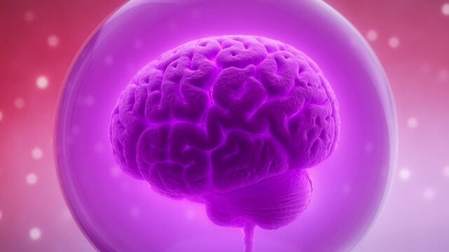Purple brain inside glowing orb