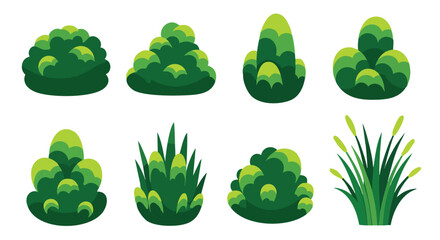 Green Bush Collection. Garden Plants Vector. Nature Elements. © khafid