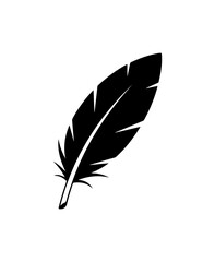 Elegant black feather icon for creative design projects