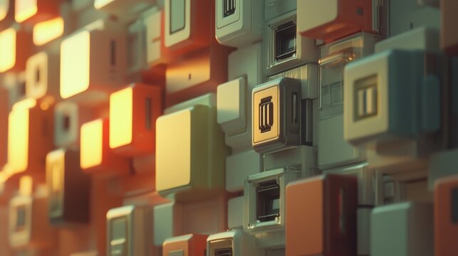 Modern Technological Grid of Abstract Geometric Elements