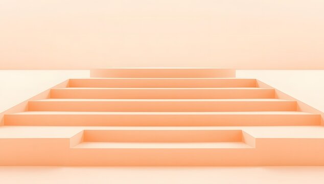 Peach cream gradient abstract geometric step composition
