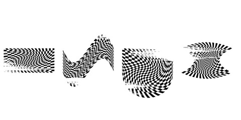 Finish flag grunge vector set. Grungy checkered flags collection.