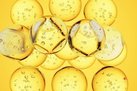 Cosmetic product display background with transparent glass spheres
