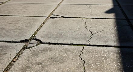 Obraz premium Cracked Concrete Pavement with Shadows and Cracks.
