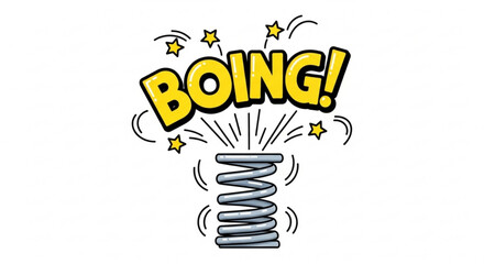 Vibrant boing comic explosion with spring stars and motion lines on white background conveying energy and surprise © Ali