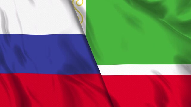 Russia and Chechen Repub-lic Joint Flag Animation Loop, Ultra HD 4k