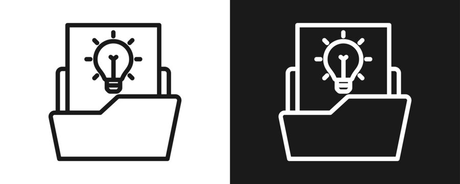 Case Study Icon Set Outline In White And Black Background