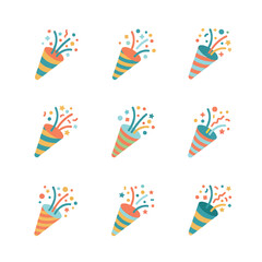 Party Popper icon vector celebration design element set