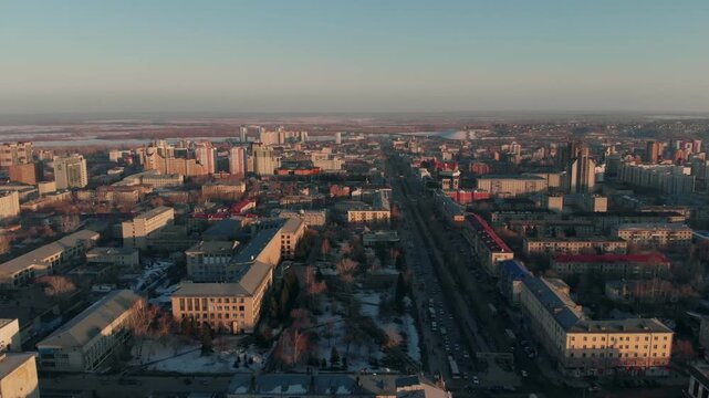 Barnaul, Russia. Aerial drone view