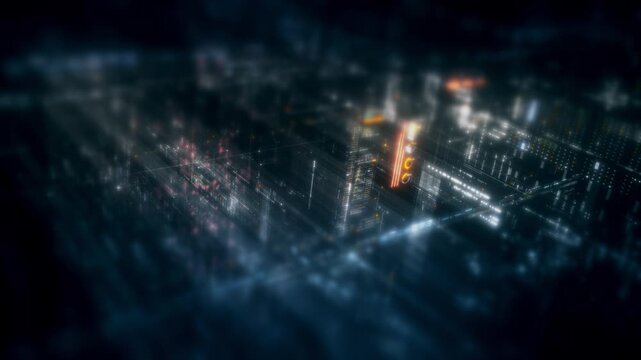 Futuristic digital data network with glowing cyber interface grids and dynamic light streams representing artificial intelligence, cybersecurity, fintech systems, blockchain infrastructure, and cloud 