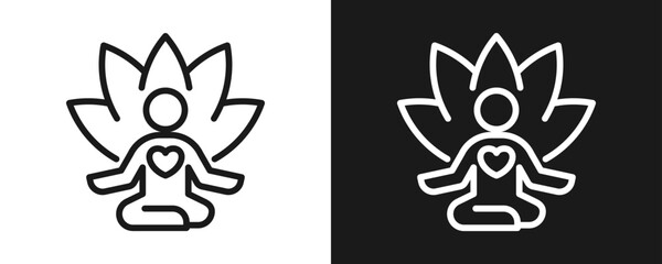Wellness Icon Set Outline In White And Black Background