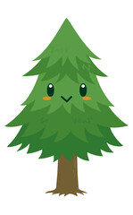 Obraz premium 1本のスギの木のキャラクターイラスト