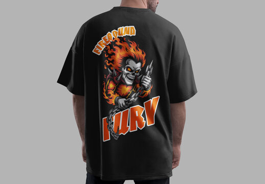 Flaming Skeleton Mascot Tshirt Artwork